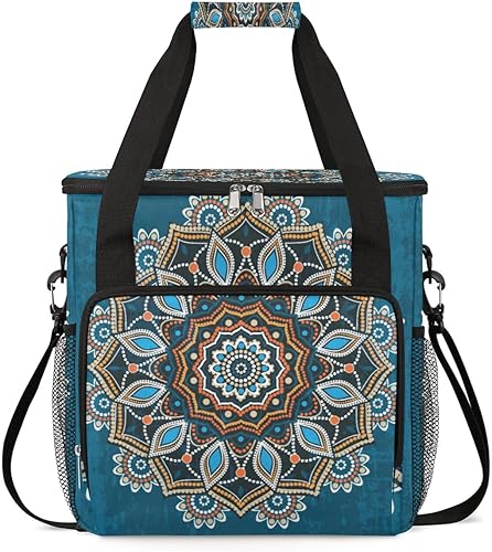 Bolsa de café étnica con mandala, bolsa de transporte de flores, bolsa de almacenamiento compatible con Keurig K-Mini o K-Mini Plus, portátil, de