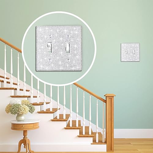 Miniatura 4 de 2 piezas de diamantes de imitación brillantes para placa de pared, cubierta de interruptor de luz brillante, cubierta de placa de pared de diamante