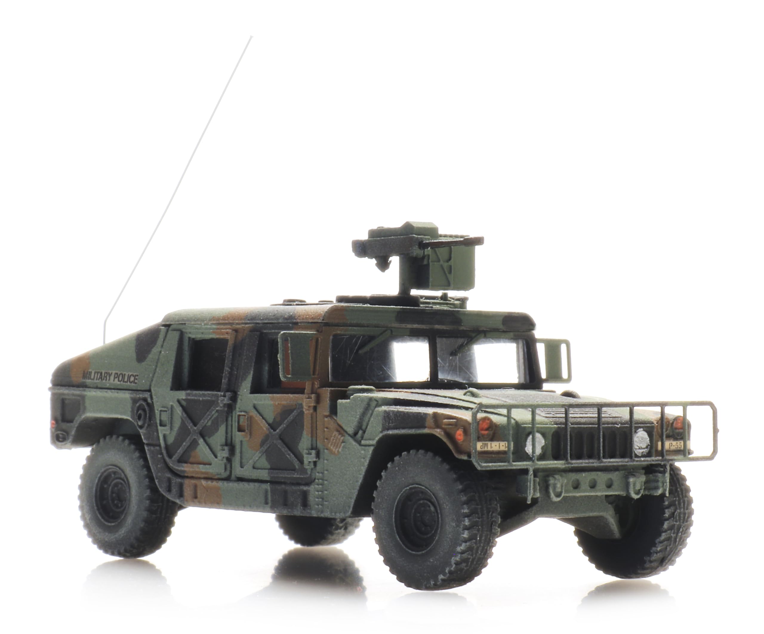 US HMMWV Armored GW MP Camouflaged 1/87 HO Scale (2.1 inch Miniature Finished Model) (6870545)