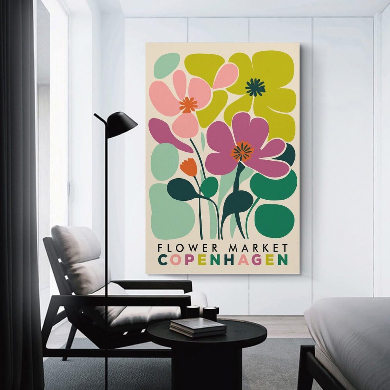 Junmoney Canvas Wall Picture Abstract Floral Market, 24x36inch(60x90cm), for Gallery Wall Decor And Room Displays, Decorative Artwork with Flexible Styling