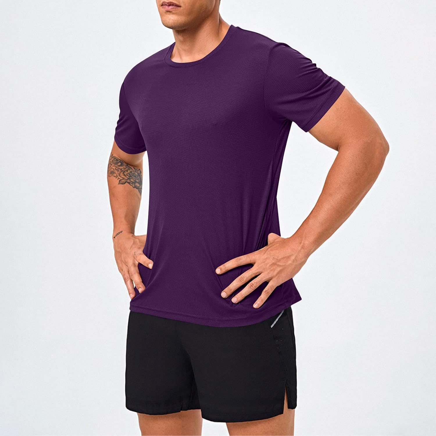 Mens Workout Shirts Quick Dry Athletic Running T-Shirts Short Sleeve Cooling Moisture Wicking Gym Active Tee Tops