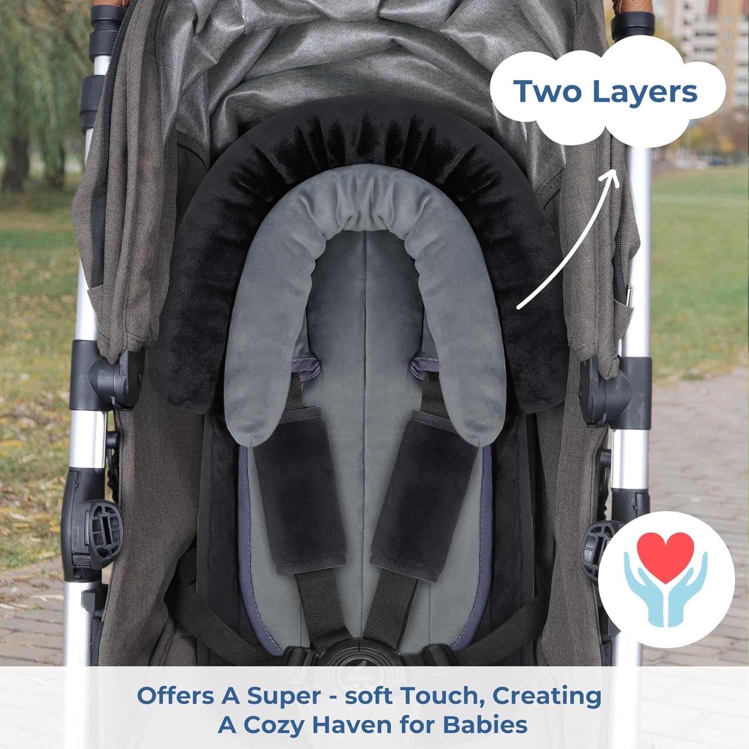 INFANZIA Ensemble de housses de soutien et sangles pour nouveau-né et tout-petit - Coussins de siège de voiture extra doux, parfaits pour les sièges auto, poussettes, balançoires, velours doux