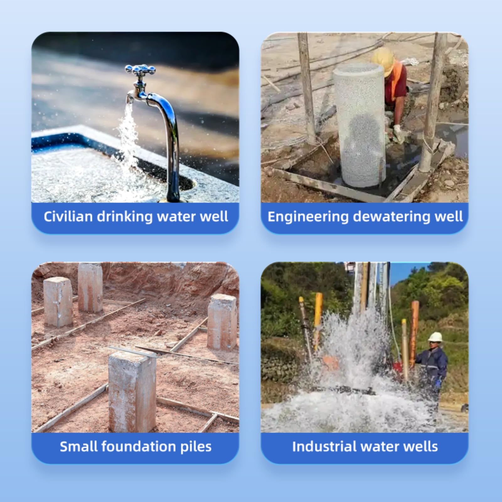 Plataforma de perforación portátil de pozo de agua con motor de dos cilindros de 130 a 150 m de profundidad, máquina de perforación de núcleo de diamante fácil de usar para sistemas de agua de patio