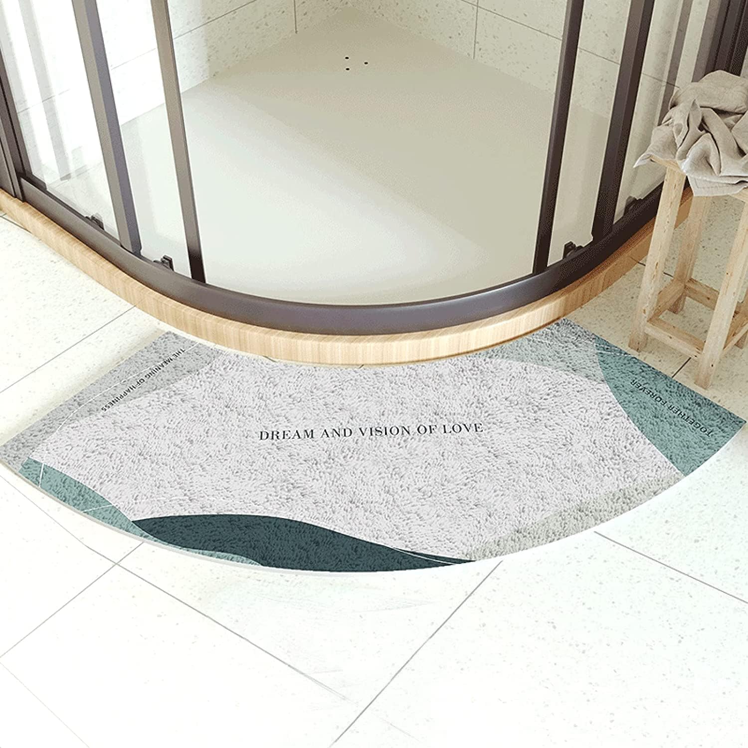 YLZBA Curved Shower Mats for Bathroom,Washable Corner