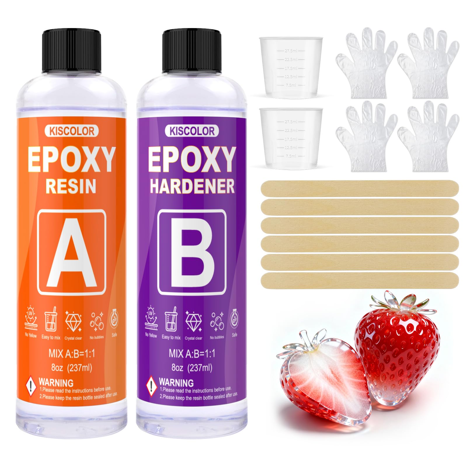 Resina epossidica con indurente, set di resina epossidica lucida da 474 ml/16 OZ, resina epossidica senza bolle per rivestimento e colata per arte fai da te, gioielli, sottobicchieri, legno, creazioni