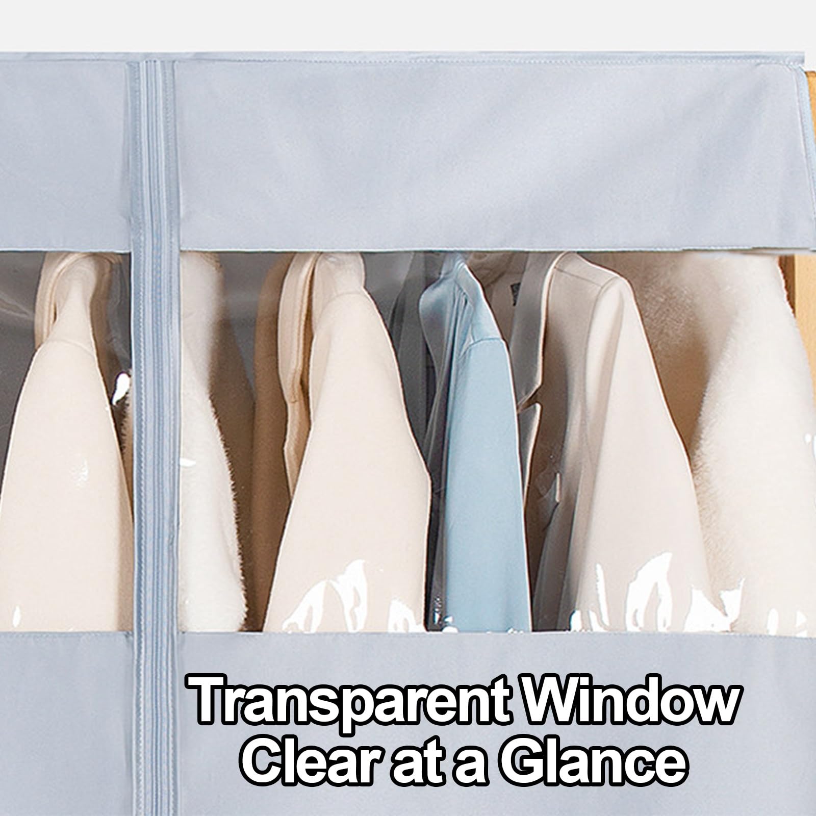 Fundas Ropa Transpirable de Satén con Cremallera Ventana Transparente | Bolsas Ropa con Apertura Central Lavable Ideal para Guardar Chaquetas Vestidos Cortavientos(White,140*113cm/55*44in)