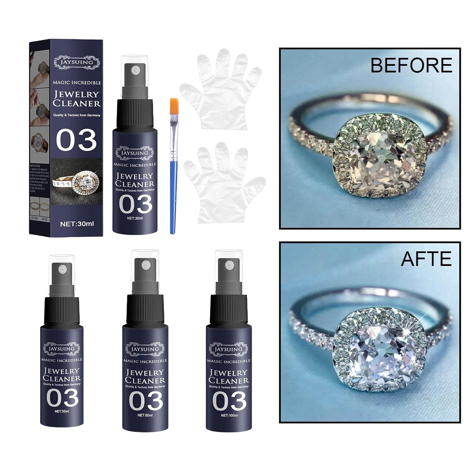 Ujeavette® Jewelry Cleaner Cleaner Cleaning Spray Stan Free for Necklace Silver Earrings See 30ml Ujeavette® Jewelry Cleaner Cleaner Cleaning Spray Stan Free for Necklace Silver Earrings See 30ml