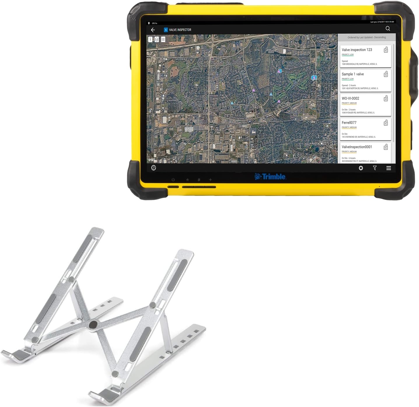 BoxWave Stand and Mount Compatible with Trimble T10 - Compact QuickSwitch Stand, Portable Multi Angle Viewing Foldable Riser - Metallic Silver