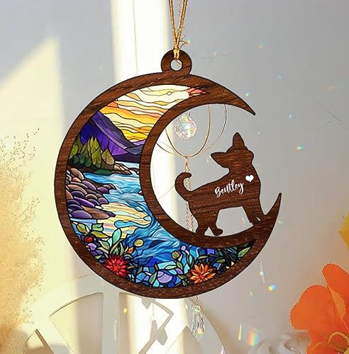 Chihuahua - Adorno personalizado para atrapasoles para perros, regalo de pérdida de condolencias de mascotas, atrapasoles conmemorativo para perros,