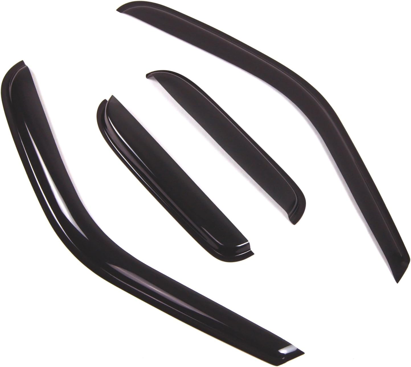 TuningPros Outside Mount Window Vent Visors Rain Guards | Side Window Wind Deflectors Rain Shields | Smoke Tinted, 4 Pcs Set, DGWV-459