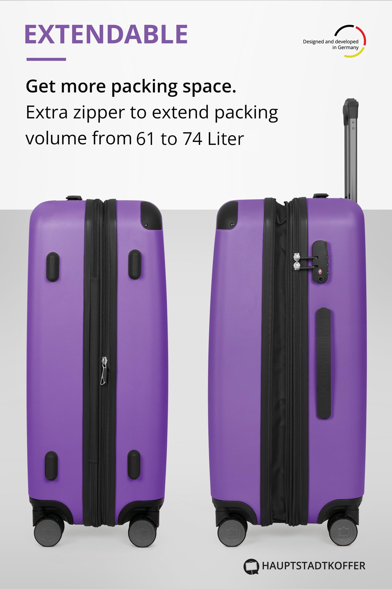 HAUPTSTADTKOFFER - Spree - Maleta rígida, Trolley expandible, Equipaje de Viaje, 4 Ruedas Dobles, TSA, 65 cm, 74 litros, Champán — view 393