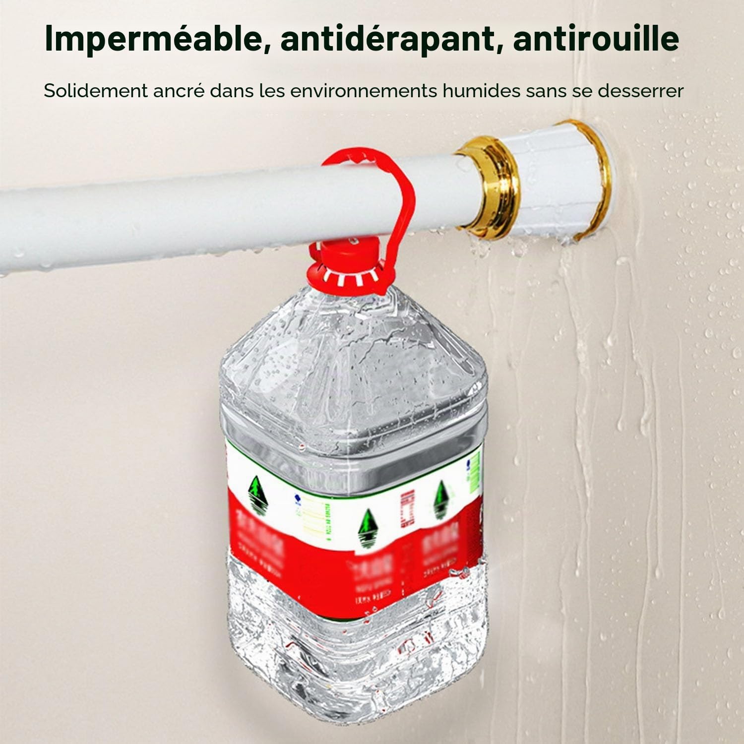 Tringle Extensible de 40 à 500 cm Tringle De Douche Robustes Sans Perçage à rideau Télescopique séparateur de pièce pour Fenêtre de Maison, Chambre, Salle de bain, Balcon(White,4.1m-5.0m)