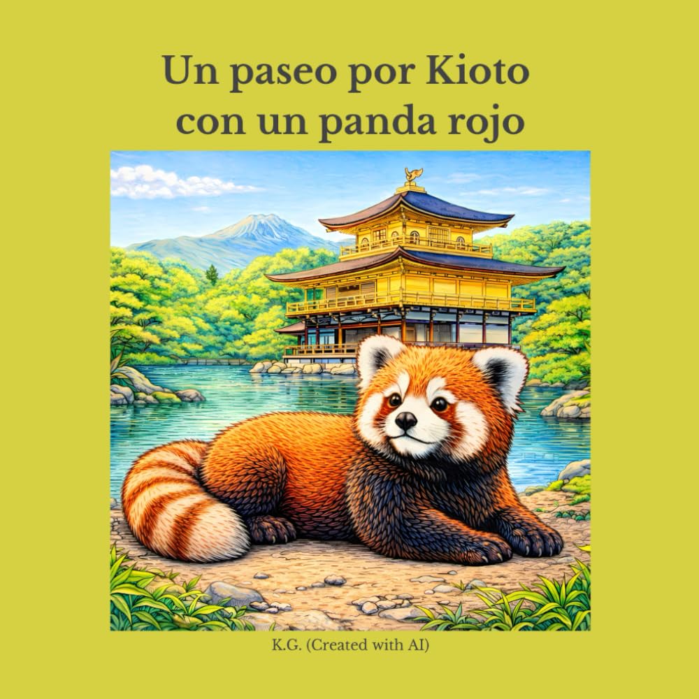 Un paseo por Kioto con un panda rojo: Libro para colorear y poemas (15 páginas para colorear)