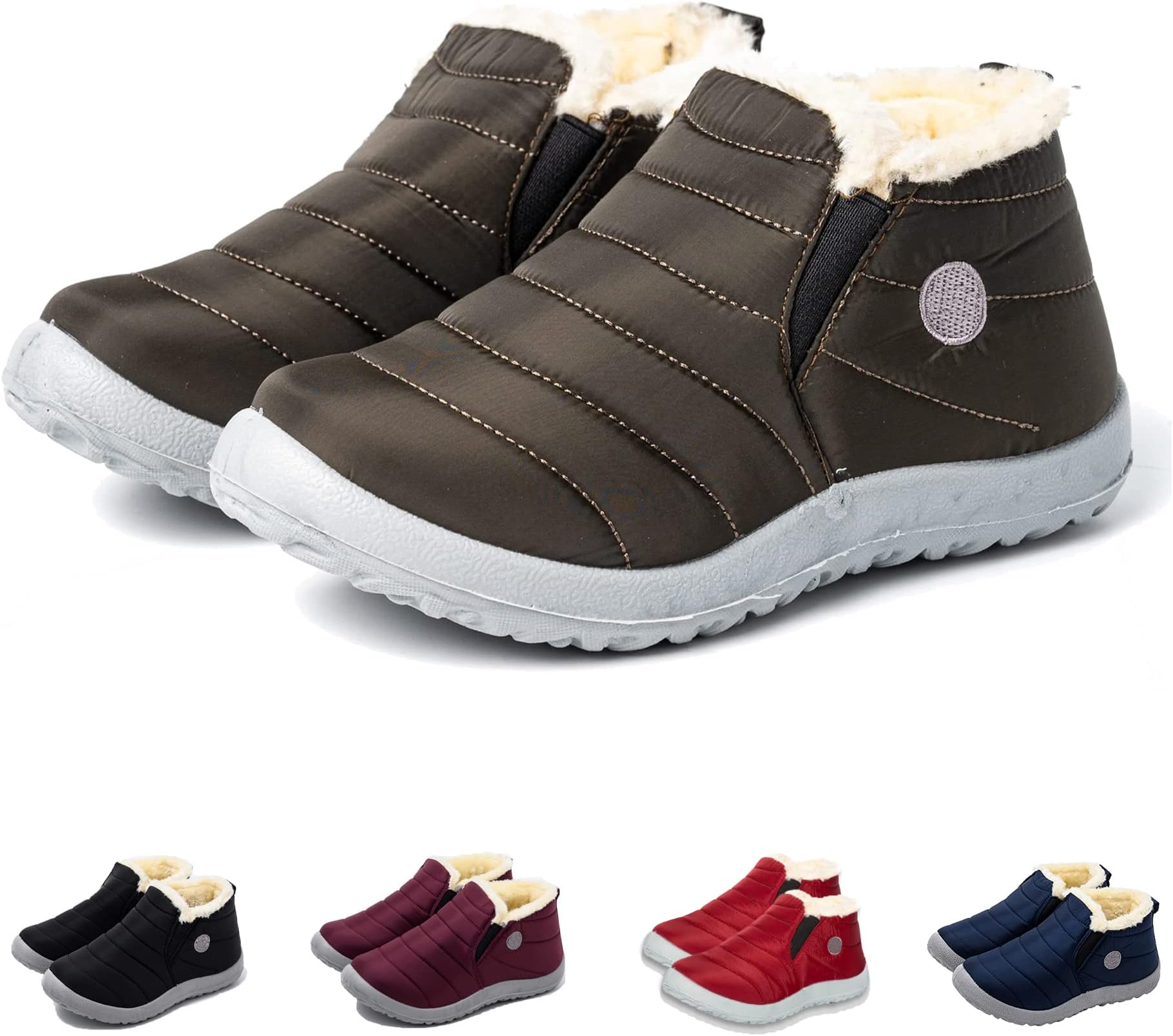 Locco Winter Banana Boots, Unisex Snow Boots Waterproof Ankle Non-slip Winter Fur Booties