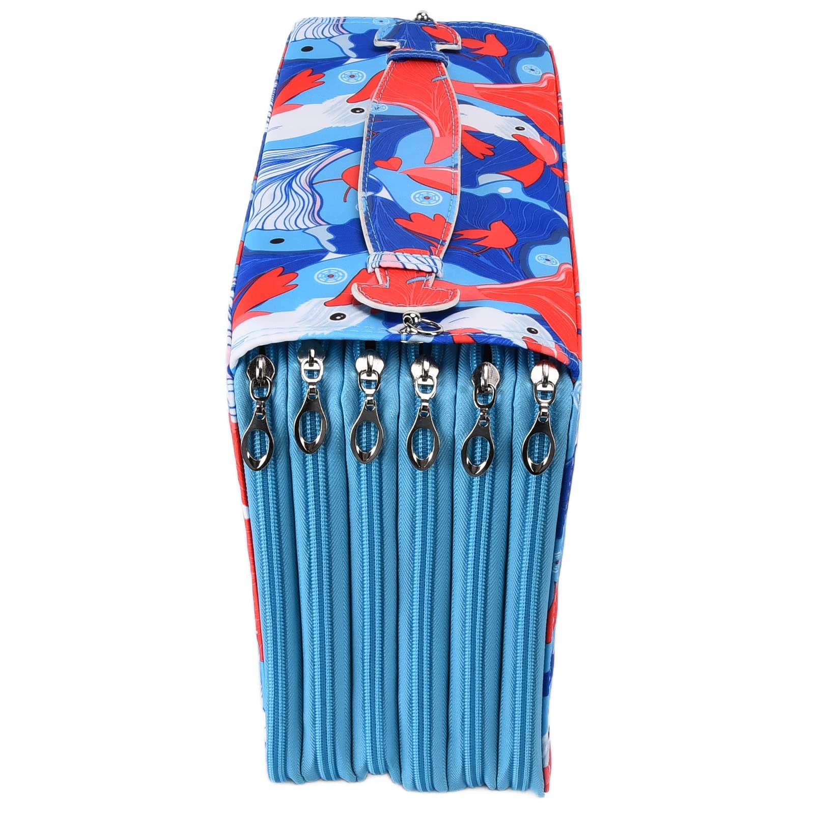 Pilipane Astuccio per matite di grande capacità 120 slot Squisita fattura Astuccio rosa portatile leggero e resistente all'usura per studenti Artisti Ufficio scolastico Tessuto Oxford 34 cm (Blu)