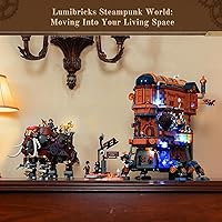 Vista 6 de Steampunk Steamphant Lighting Building Bricks Set - Mammoth Model Playset Collection Display kit with Minifigures 1055 Pcs for Adults & Teens &