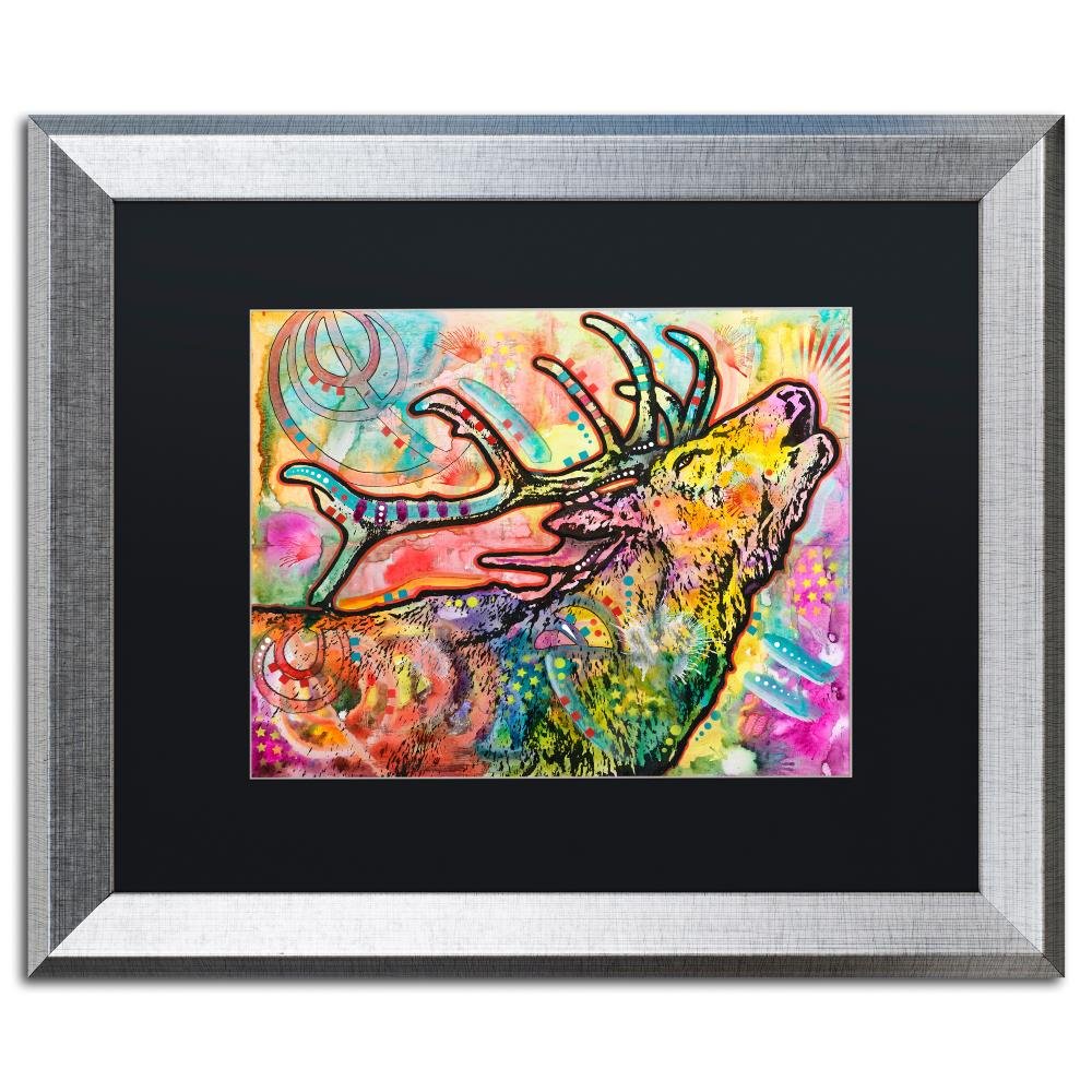 Stag by Dean Russo, Black Matte, Silver Frame 16x20-Inch