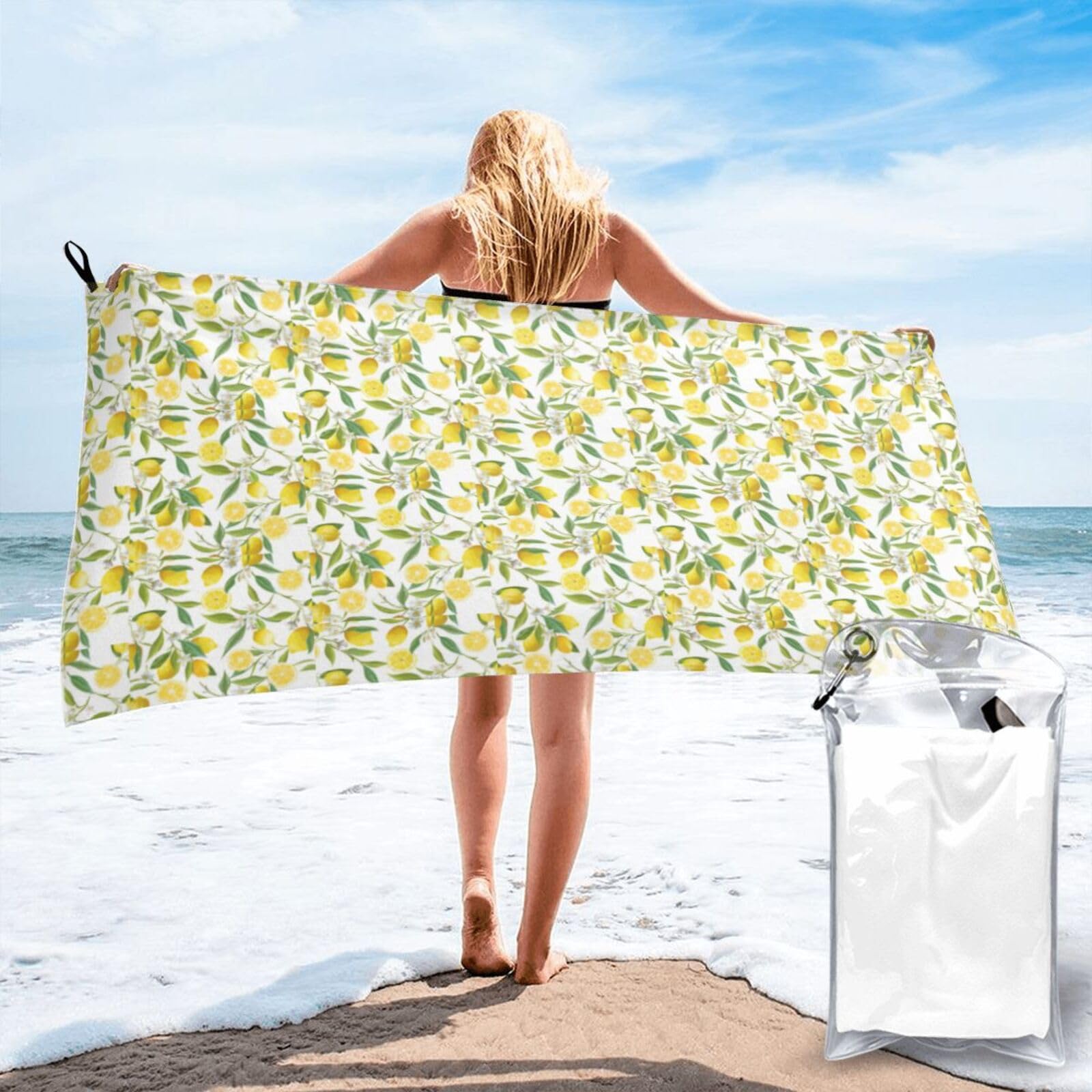 FHIZOAL Fresh Tropical Lemons Quick Dry Towel Microfibre Towel Super Absorbent Ultra Compact Gym Sports Beach Camping Travel