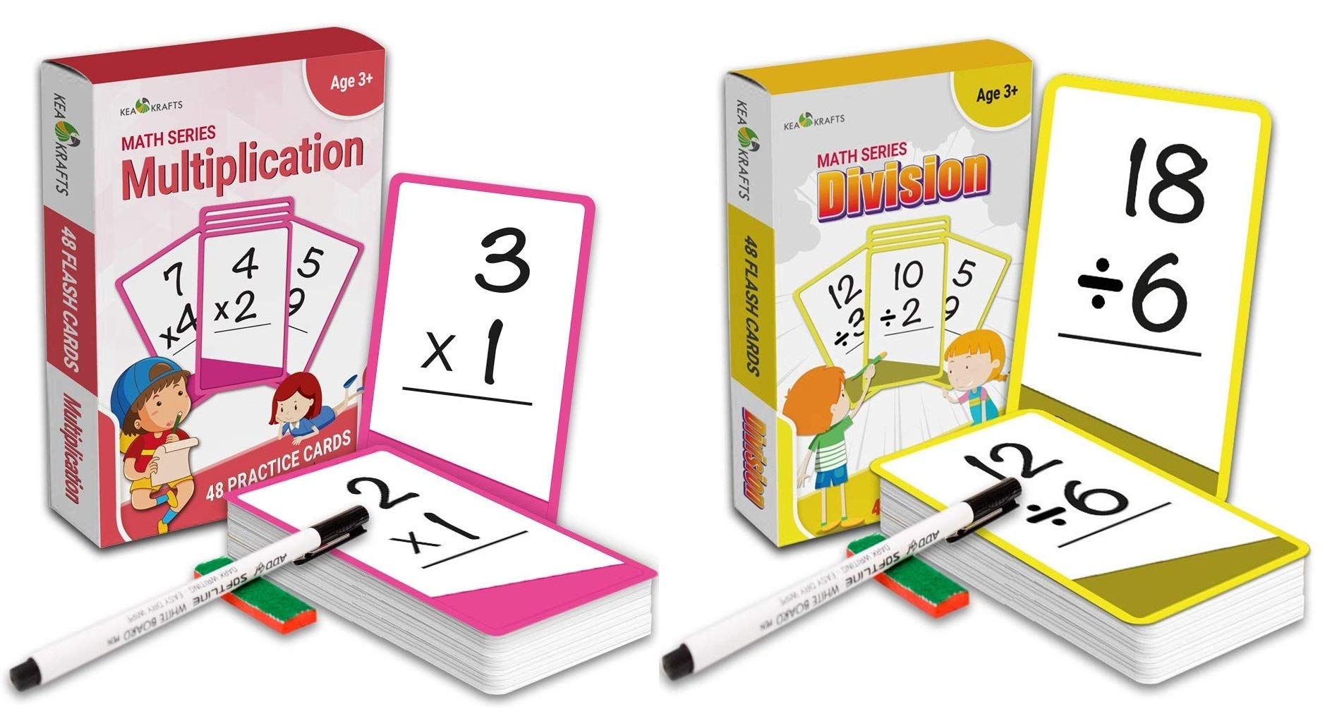 Fratelli Keakrafts Wipe & Clean Activity Double Sided Flash Cards for Kids (Write & Wipe Multiplication + Division) (B08RJC49Q2) Amazon Price History, Amazon Price Tracker