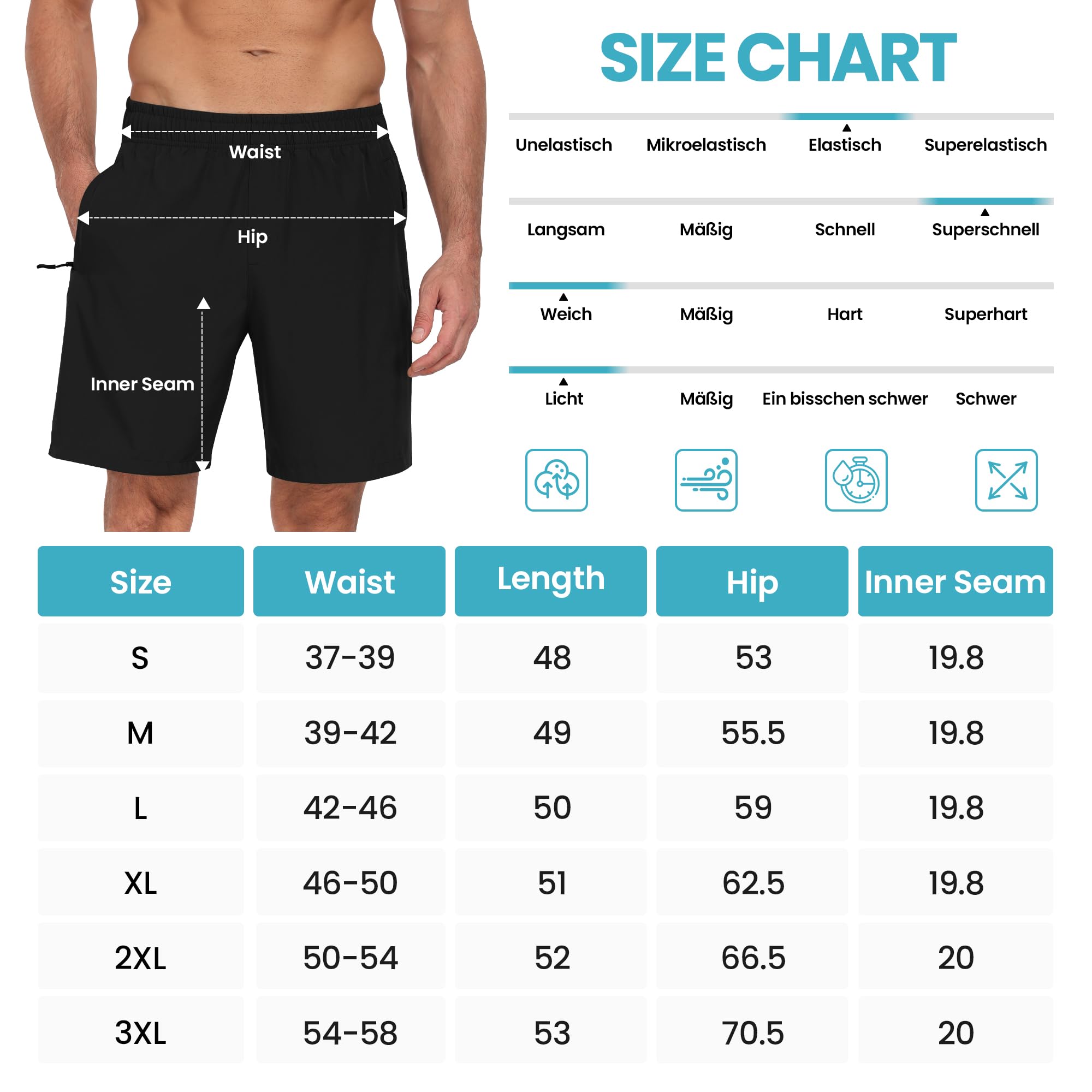 Pantaloncini sportivi da uomo, ad asciugatura rapida, leggeri, traspiranti, con tasche con cerniera, per fitness e jogging