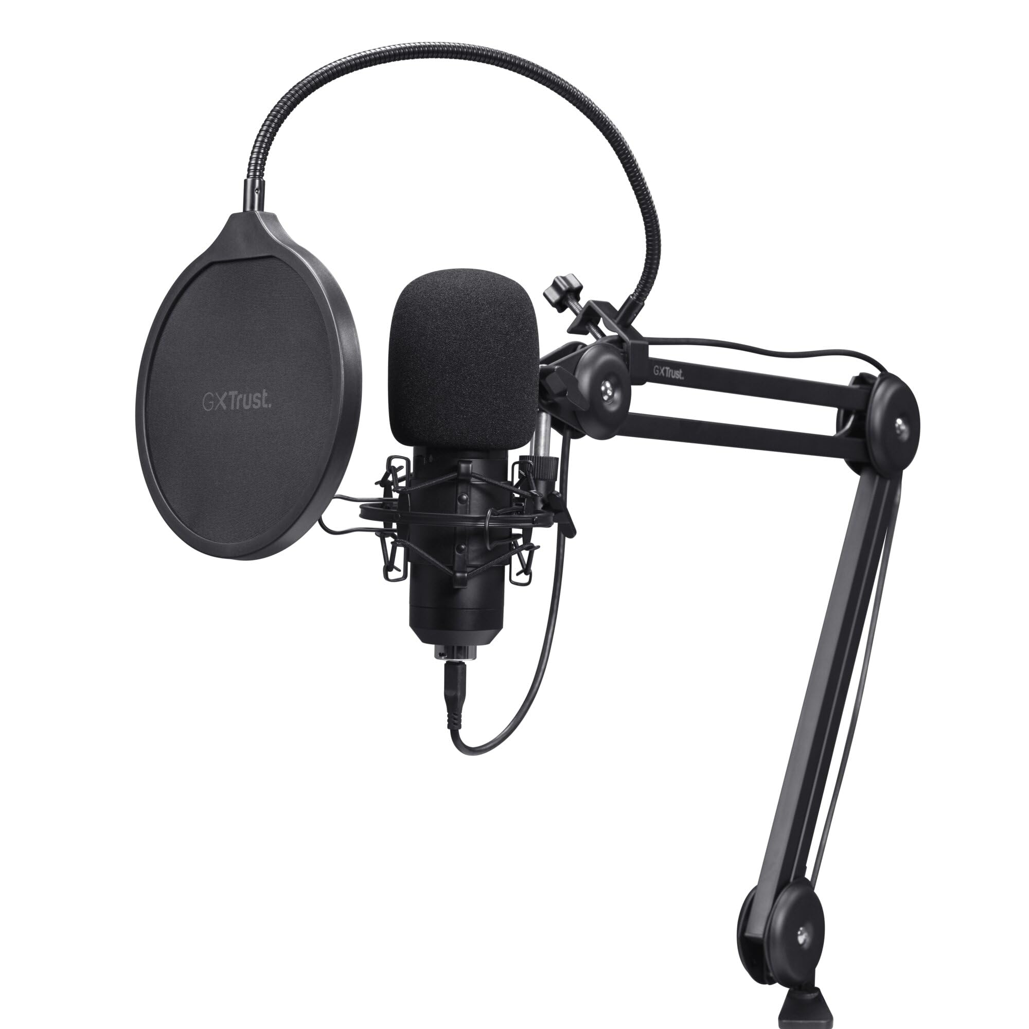 GXTrust Emita II Microphone avec Bras, Filtre Anti-Pop et Anti-Vent, Noir