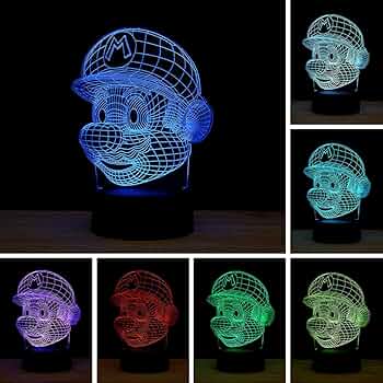 TITISKIN 3D Illusion LED Night Light,7 Colors Gradual Changing Touch Switch USB Table Lamp for Holiday Gifts or Home Decorations (Mario)