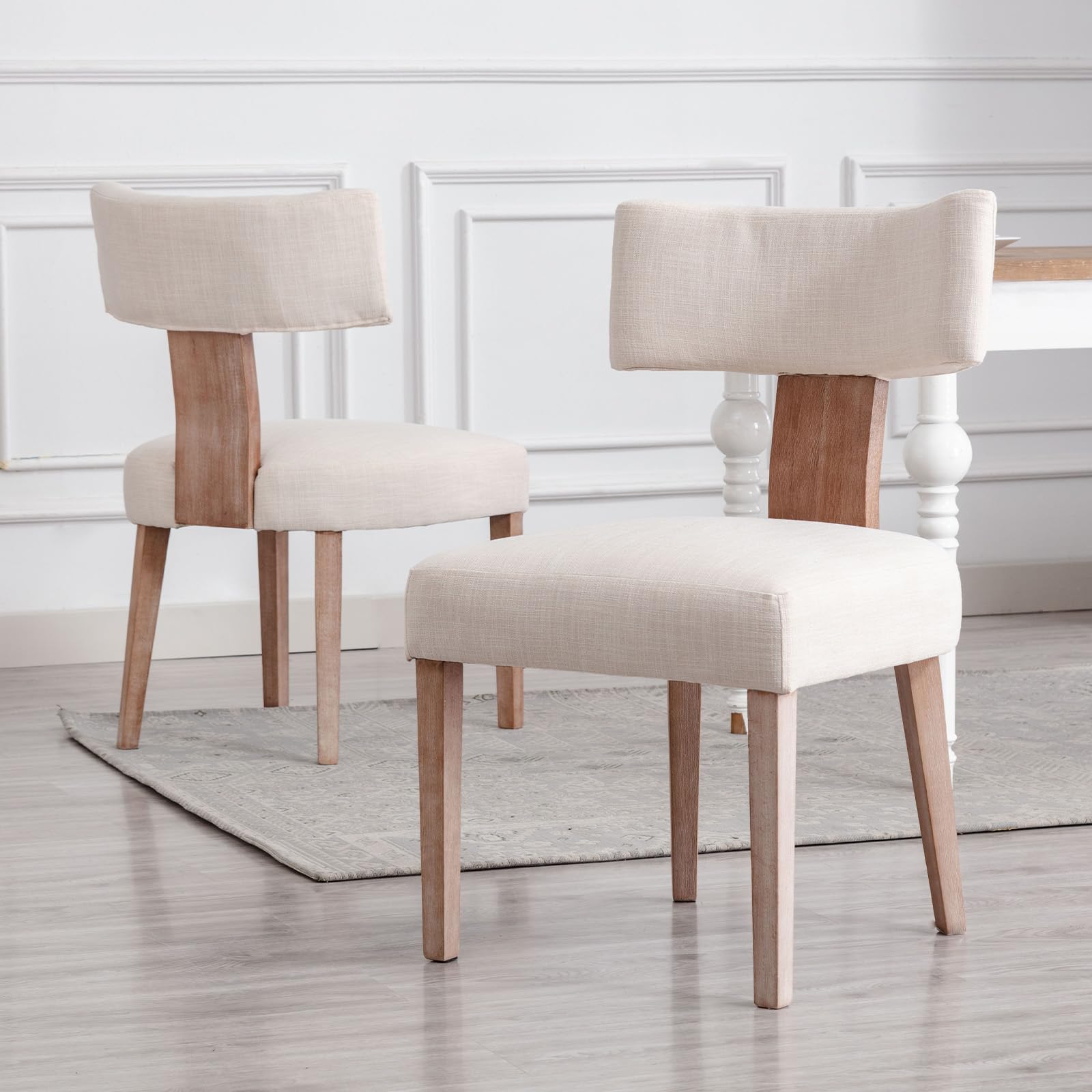 Chairus Lot de 2 Chaises Rembourrées en Lin Beige pour Salle à Manger Cuisine