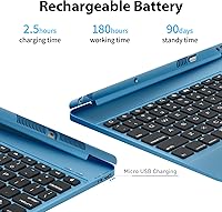 Vista 4 de NOKBABO Funda de teclado para iPad Pro de 9.7 pulgadas, iPad 2018 6ª generación, iPad 5ª generación 2017, iPad Air 2 y 1 con teclado, cubierta Azul