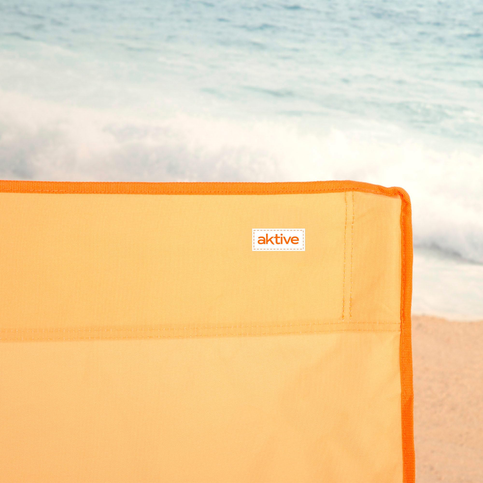 AKTIVE Silla de Playa Plegable Naranja con Bolsillo Lateral, Estructura de Acero, Ligera y fácil de Transportar, para Playa y Camping (62504)