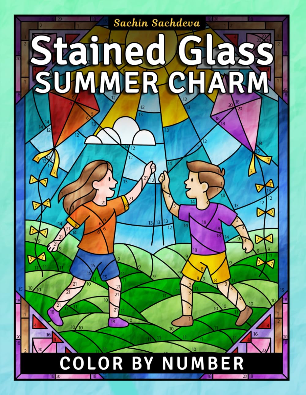 Stained Glass Summer Charm: Color by Number Coloring Book for Adults, Window Designs and Mindful Patterns for Stress Relief and Relaxation (Stained Glass Coloring Book for Adults)