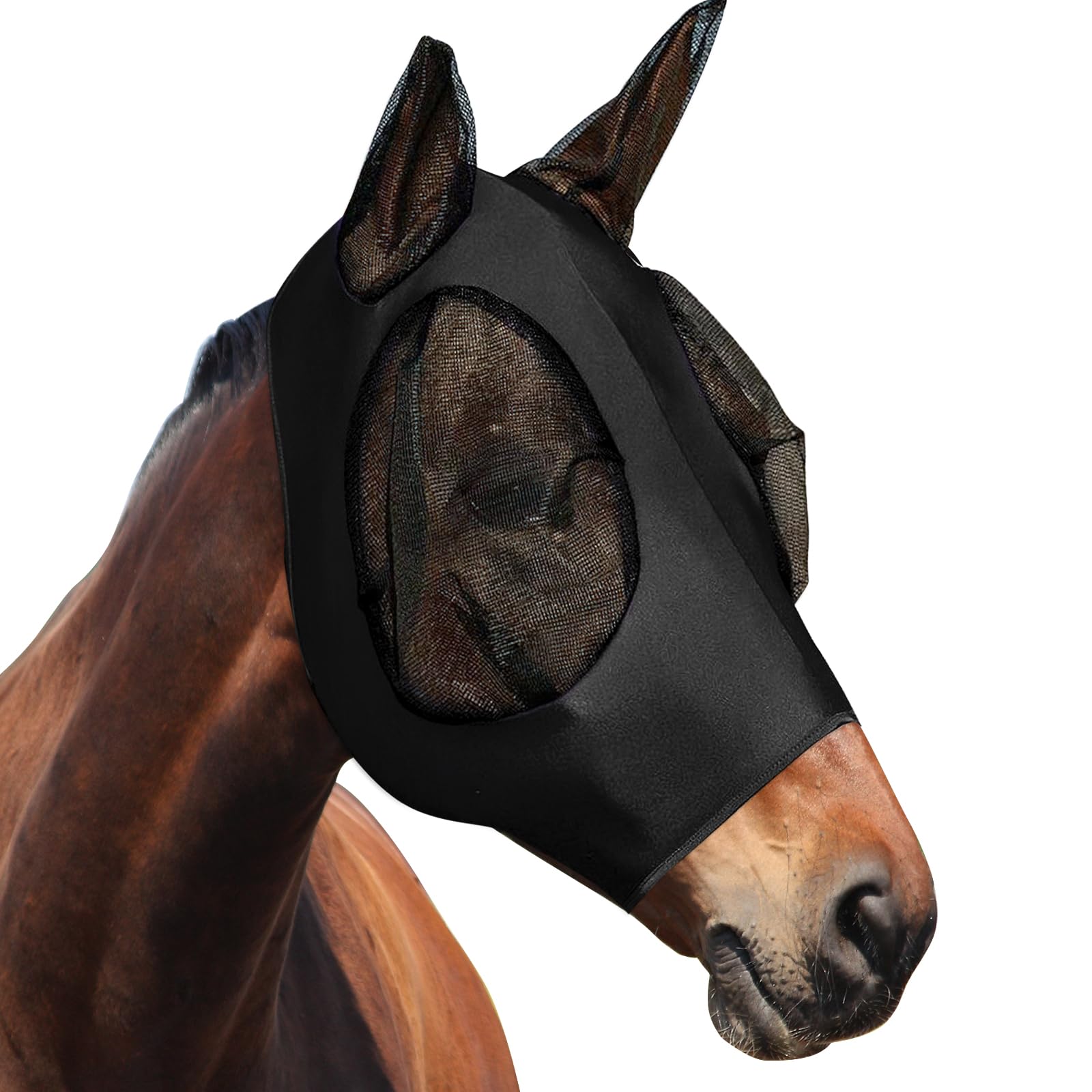 dellyy Mascara contra Moscas, Mascara contra Moscas Caballo, Elastico Proteccion contra Moscas, Mascara contra Moscas Caballo Proteccion UV (Grau) — view 10