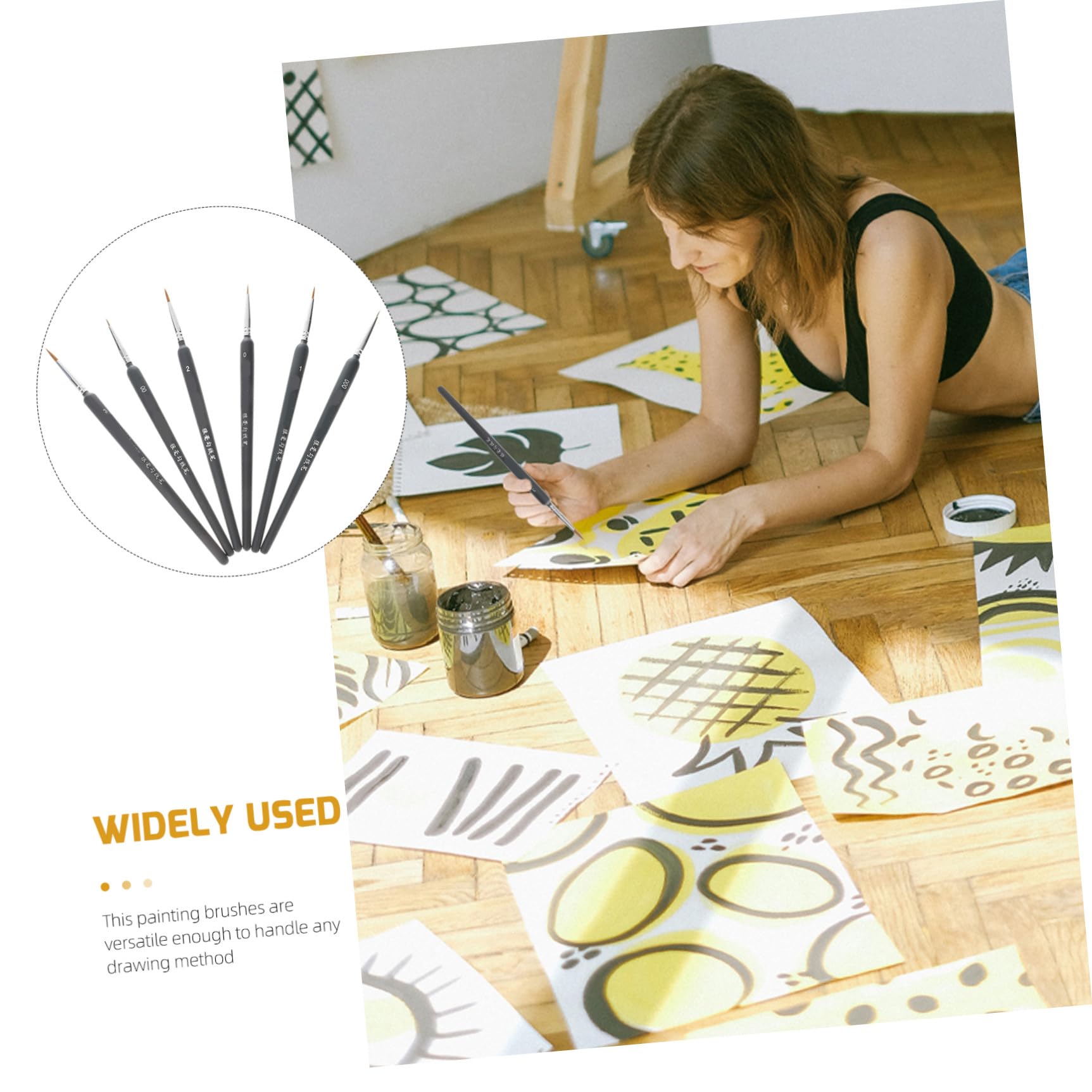 LIFKOME Juego de 6 Pinceles de Acuarela de Pelo de Comadreja para Detalles Finos, Portátiles y Ligeros, Ideales para Pintura Artística y Dibujo Preciso
