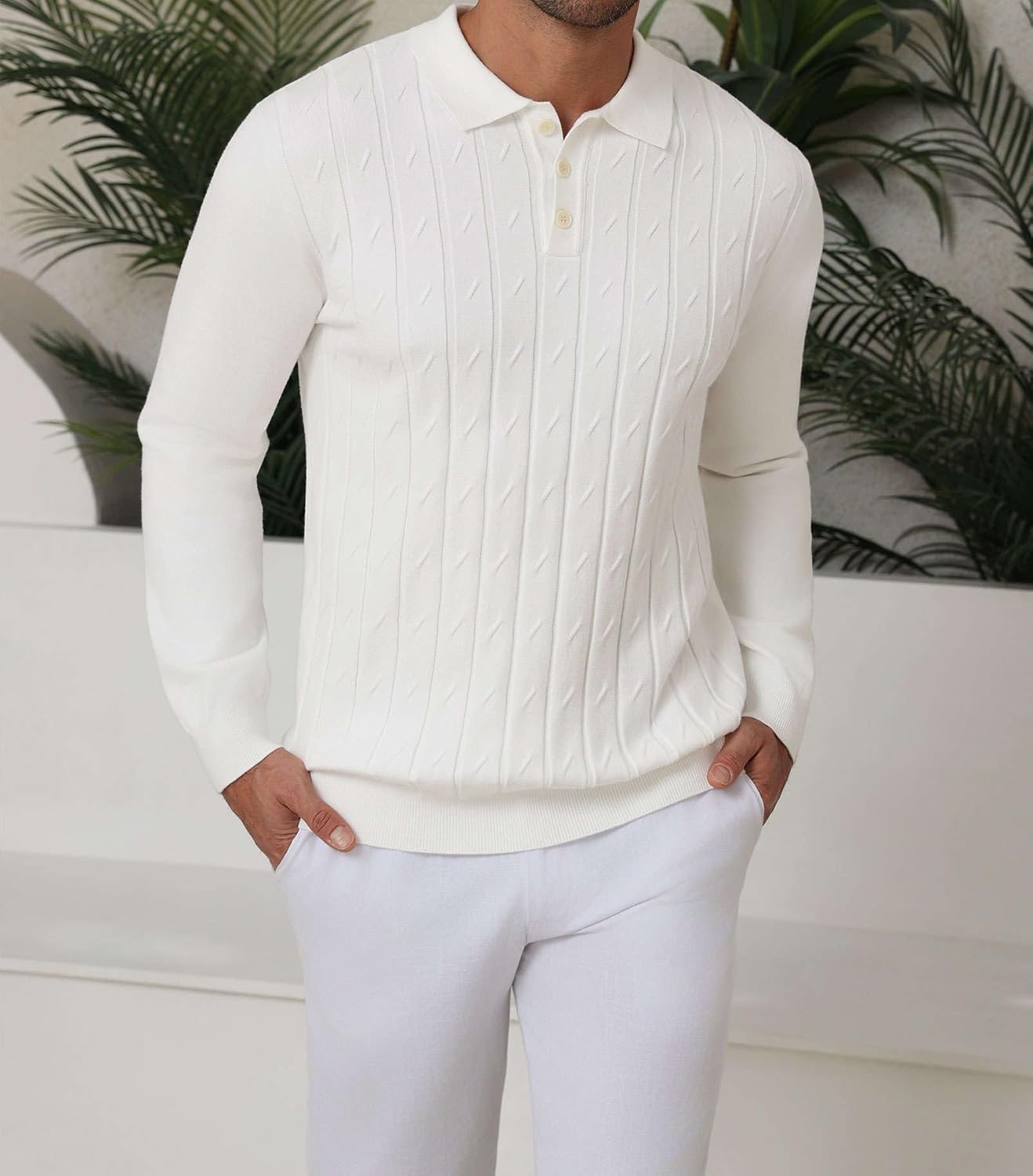 Lexiart Men's Knit Sweater Long Sleeve Textured Warm Casual - Image 6