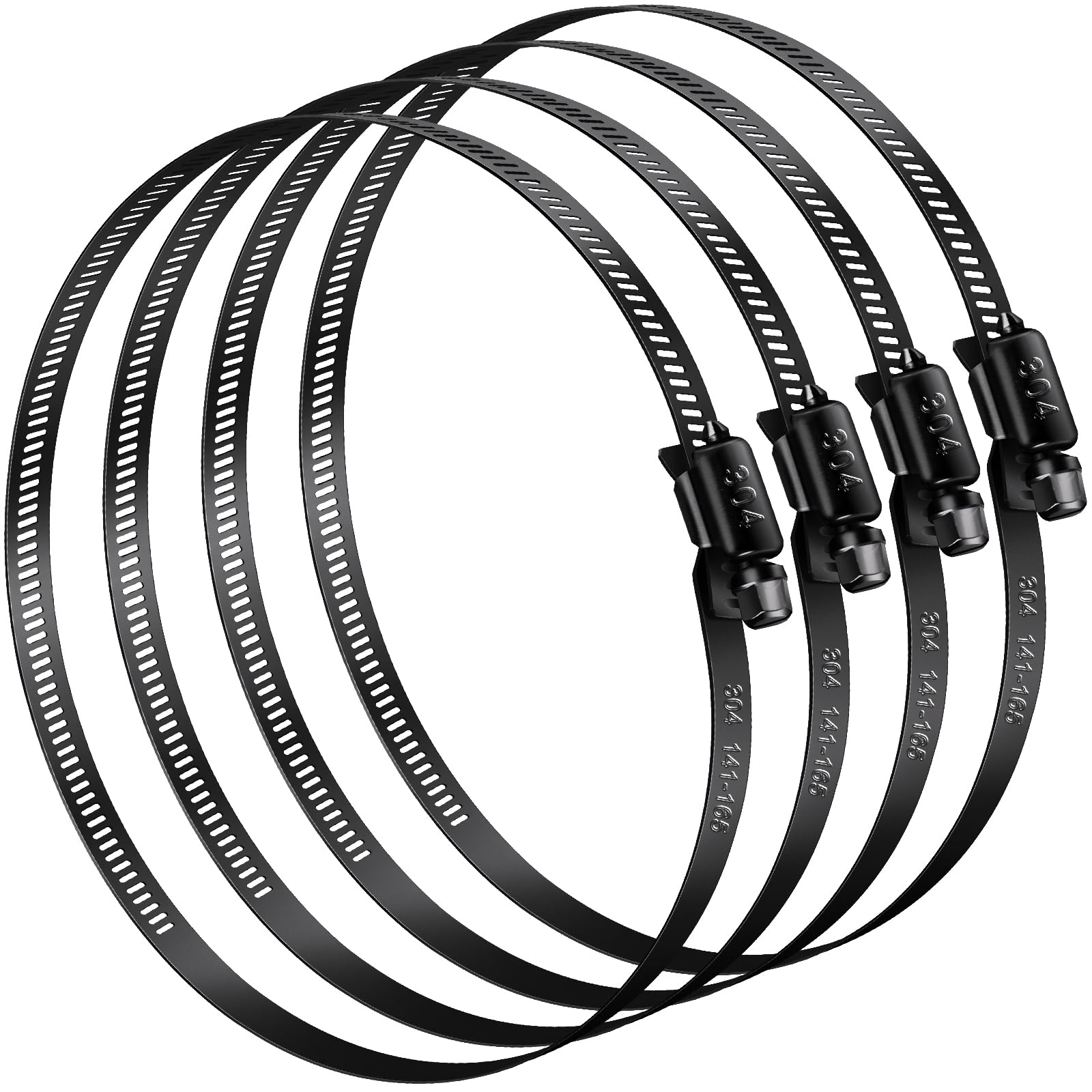 Jeboler Schwarz Schlauchschellen 141-165mm, 4 Stk Sschlauchschellen Pool Edelstahl, Große Schlauchklemme Rohrschelle Sortiment Schlauchbinder für Lüftungsrohr, Poolschlauch, Abluftschlauch
