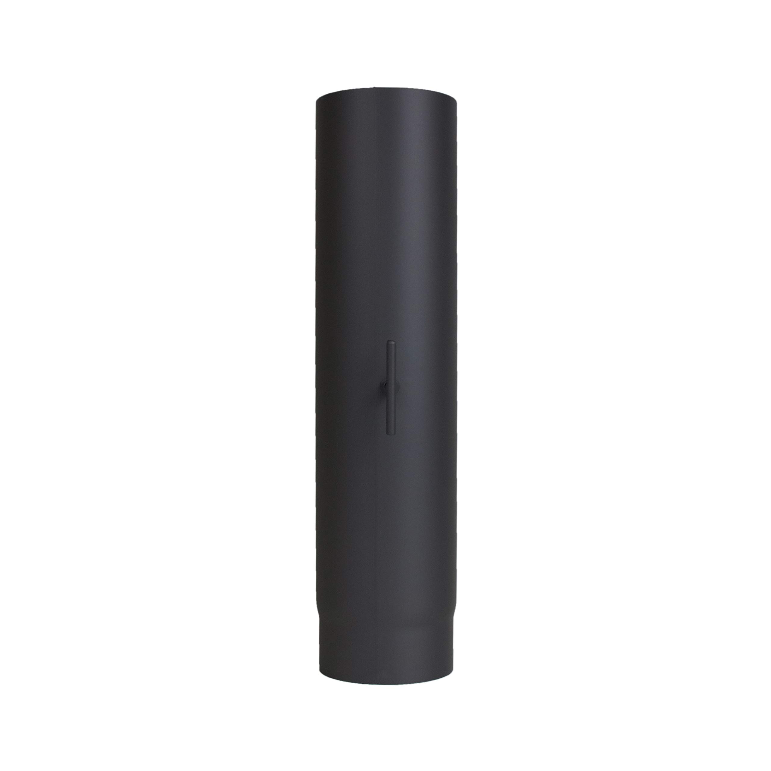 LANZZAS Tubo Per Stufa 250 Mm Con Valvola A Farfalla – Diametro 150 Mm, Acciaio 2 Mm, Vernice Senotherm 500°C, Nero