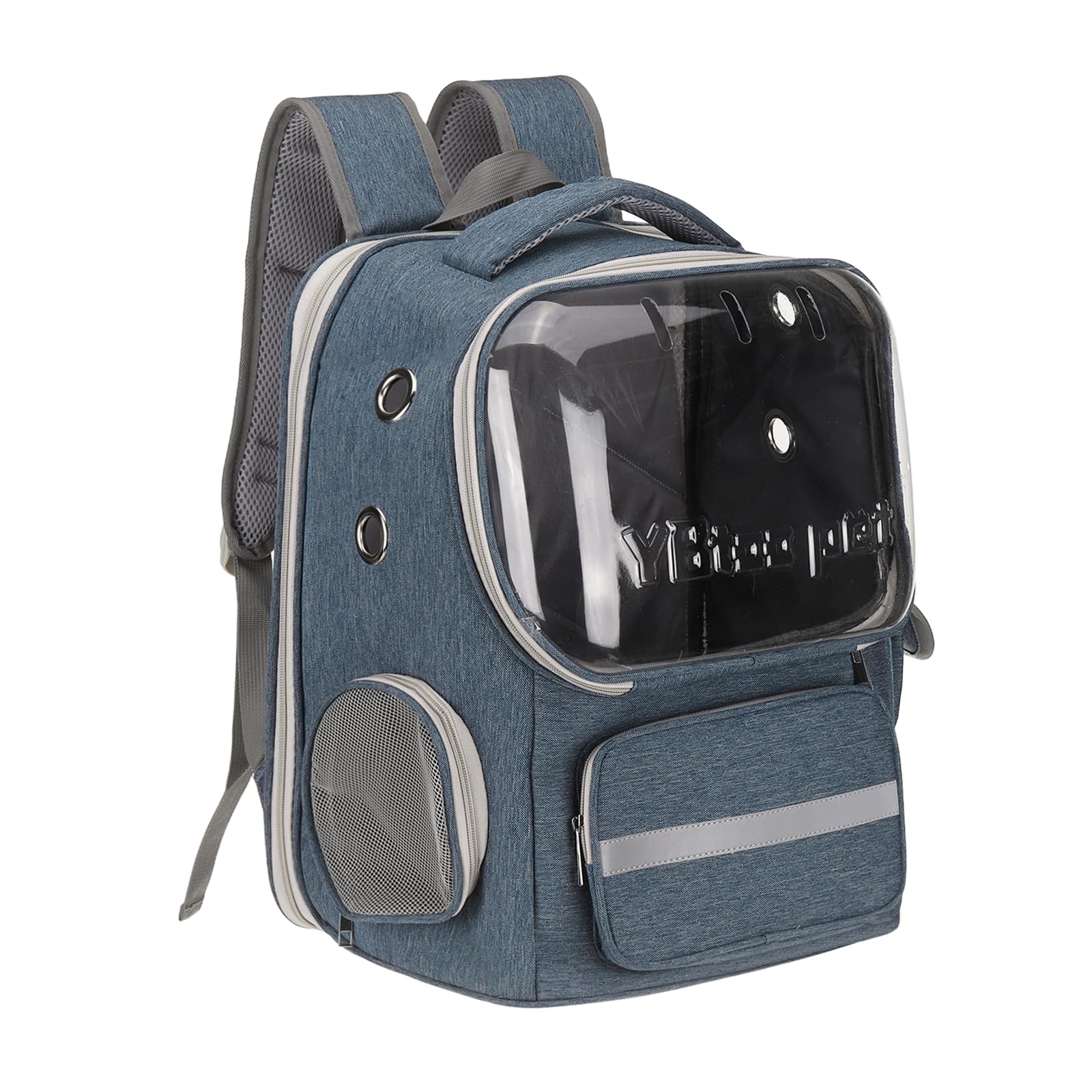 QUARKZMAN Mochila Transportadora para Mascotas, Portátil Y Ventilada, Tela Oxford, Bolsa De Viaje para Perros Y Gatos con Cubierta Transparente 14.17" (Azul, 1 Unidad)