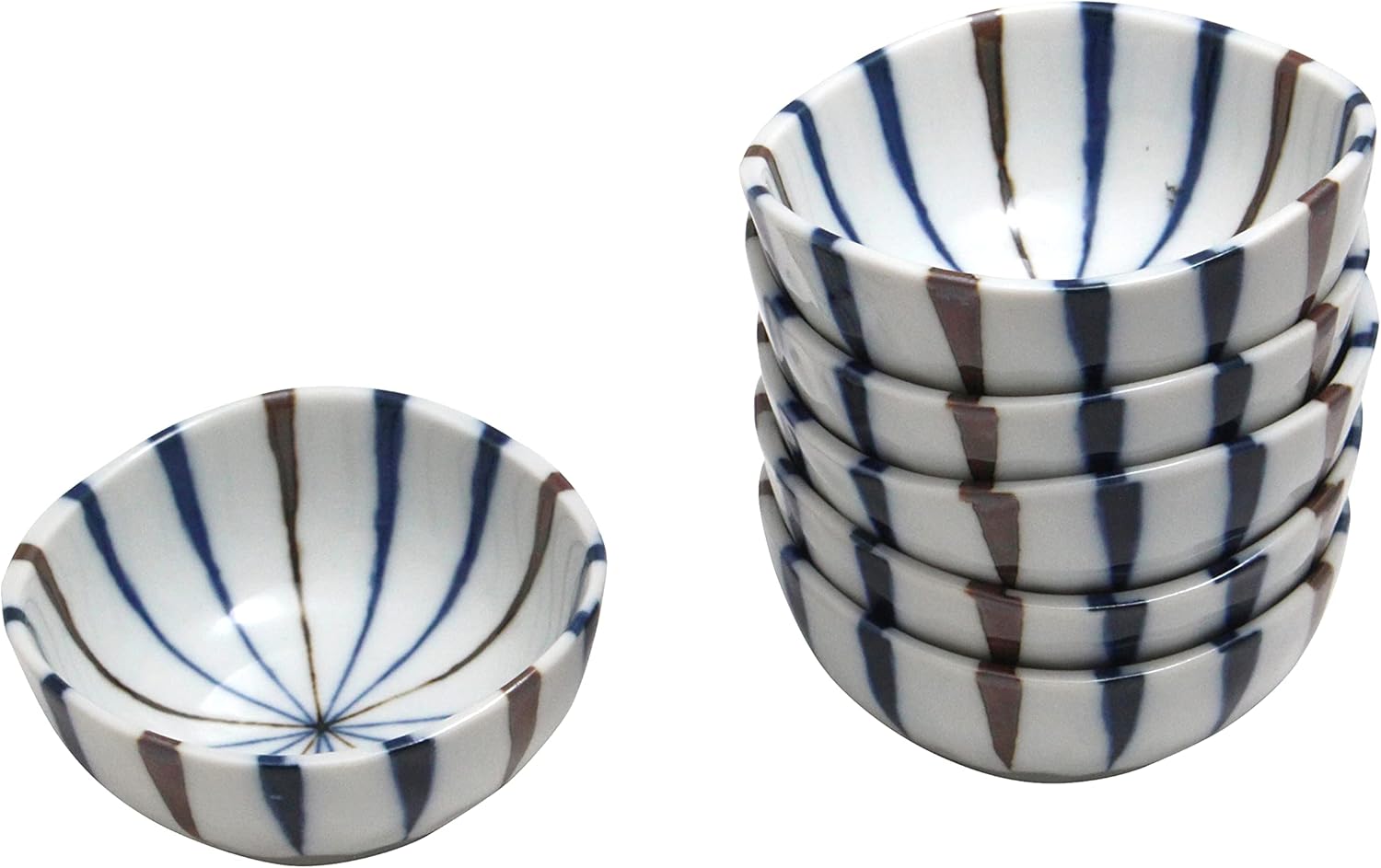 Castle Enterprise Series Chosen by Cooking Professionals, Indigo Tsukusa Triangle, Set of 6, Size: Diameter 3.5 inches (9 cm) x Thickness 1.5 inches (3.9 cm)