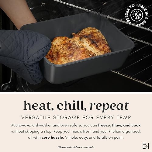 Miniatura 5 de Recipiente de almacenamiento de alimentos de vidrio recubierto de cerámica  Sin PTFE, PFOA, PFAS y BPA  Recipiente reutilizable no tóxico para