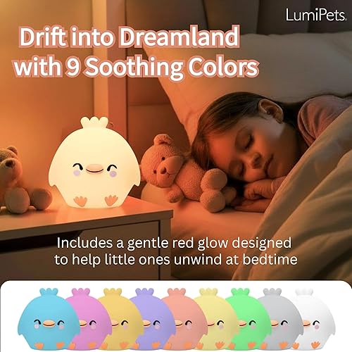 Miniatura 100 de Lumipets Benny The Bear - Luz nocturna de silicona blanda para niños Bonita luz nocturna con control remoto y control táctil para niñas y niños