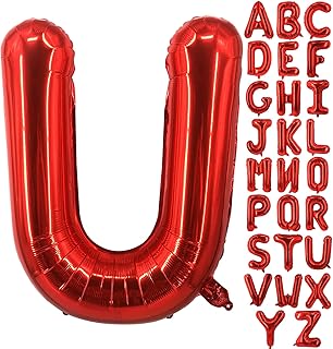 Lovoir 40 Inch Large Red Letter U Balloons Big Size Jumbo Mylar Foil Helium Balloon for Birthday Party Celebration Decorations Alphabet Red U