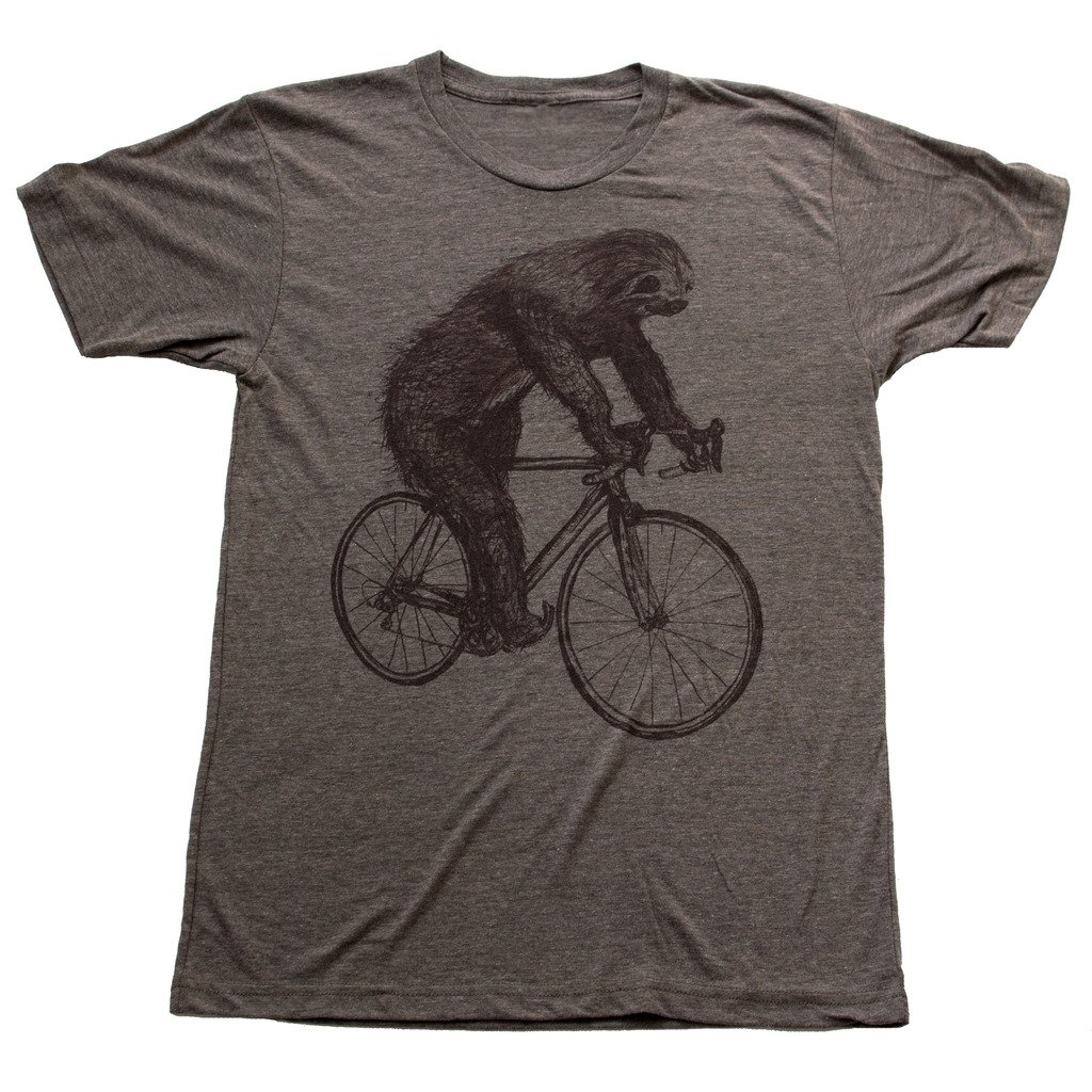 Men's Sloth On A Bicycle T Shirt L Tri-Coffee