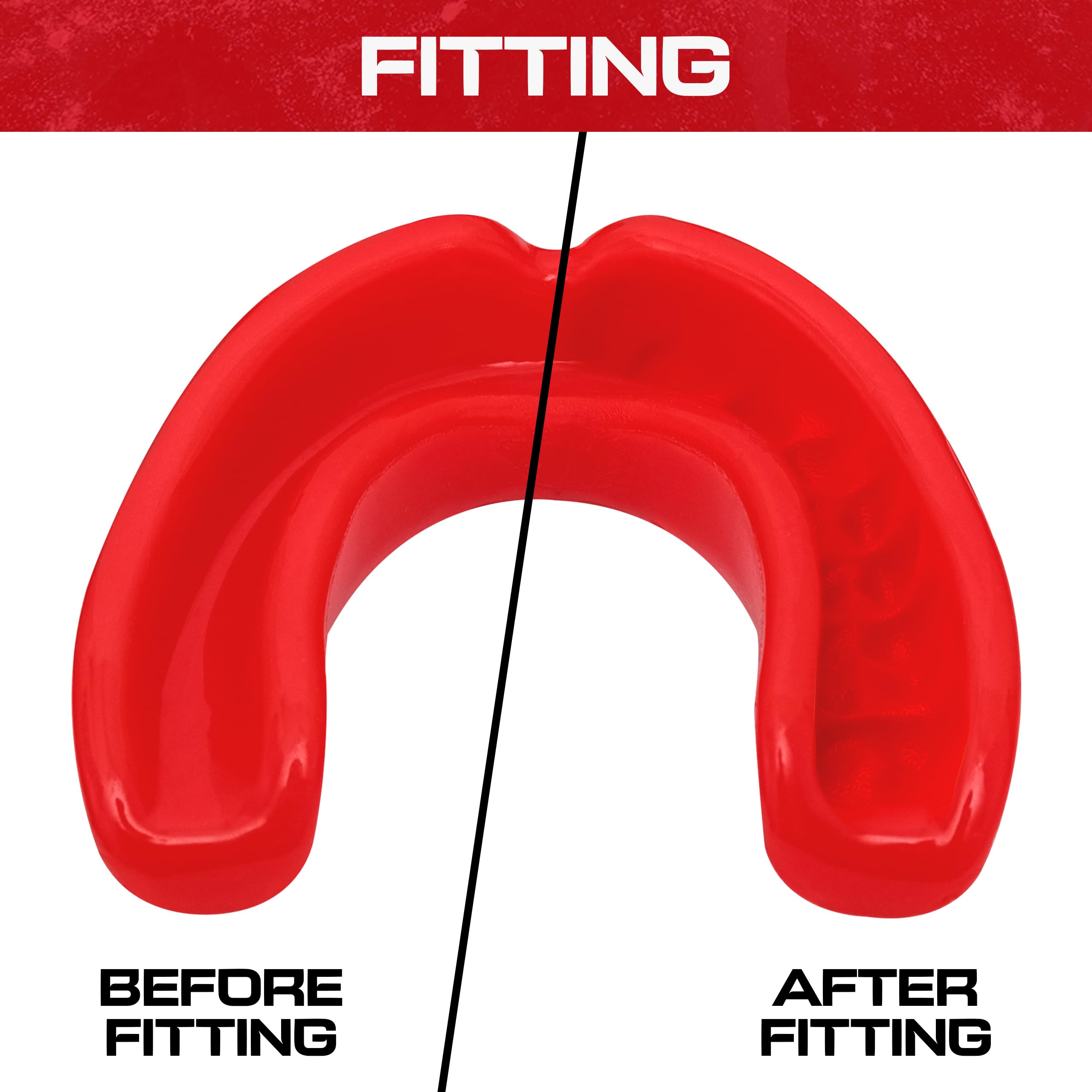 Protector bucal deportivo para adultos, ideal para dientes, MMA con funda para boxeo, karate, rugby, fútbol (rojo)