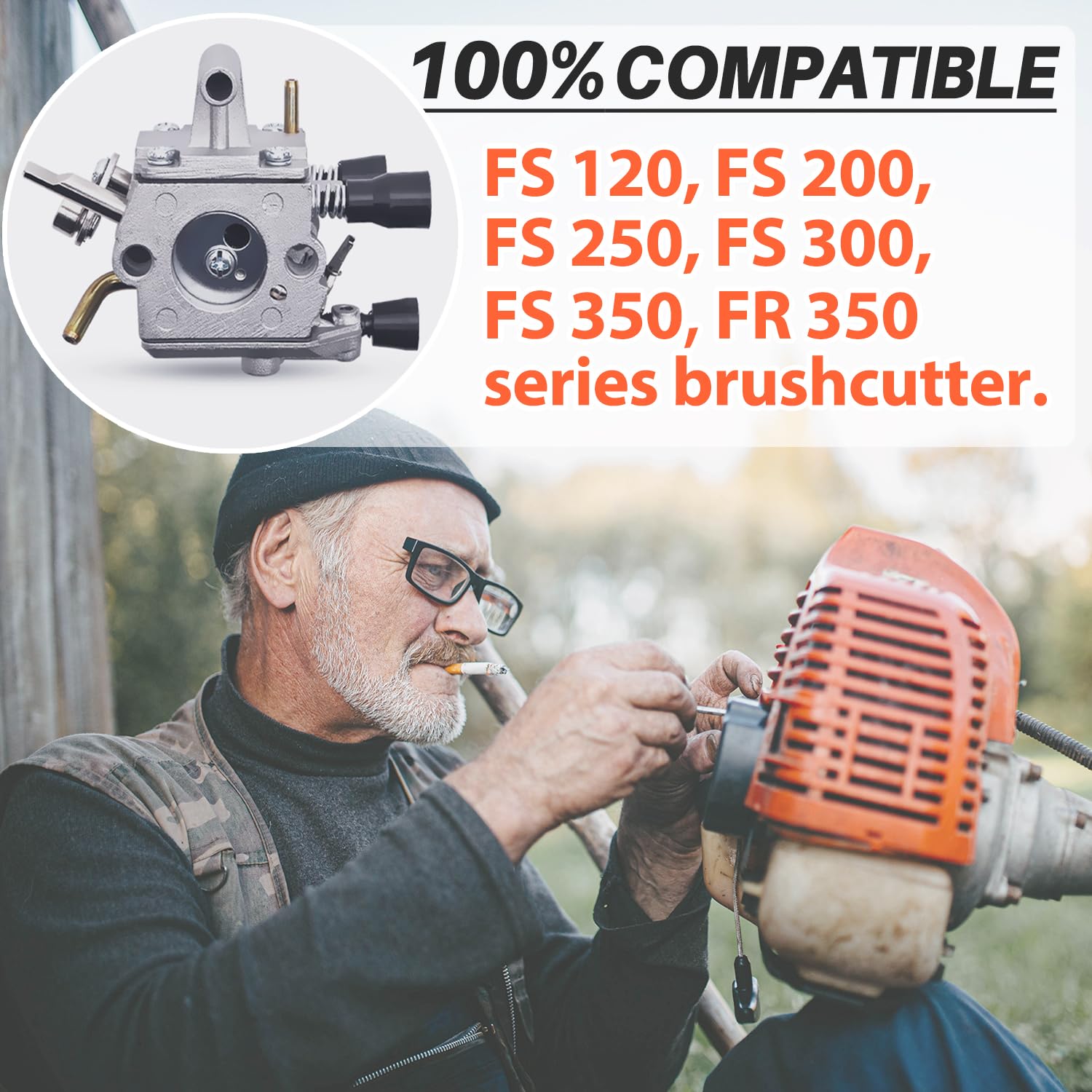 Carburador para STIHL FS120 FS200 FS250 FS300 FS350 Desbrozadora, JRISBO Repuestos FS 250 Piezas Accesorio Kit Recambios Carburetor con Juntas, Filtro de Aire, Bujía, Manguera