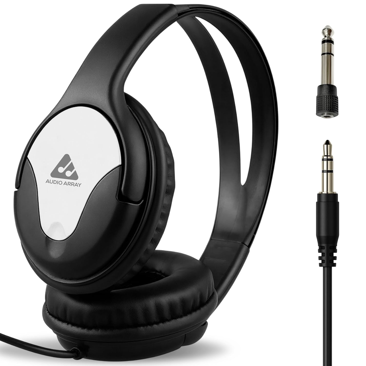 Audio Array AH-40-SL Wired Over-Ear Headphones | 40mm Drivers, 15-22KHz, 32Ω, 105dB SPL Sound, Studio Monitoring, Gaming, Live Music Headset with 3.5mm + 6.3mm Plug Compatibility