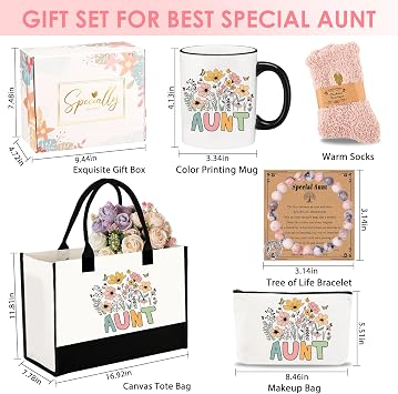 Aunt Gift Box Set Mothers Day Gifts for Auntie from Niece Nephew Unique Birthday Gift Basket for Aunt Best Auntie Ceramic Mug Gifts