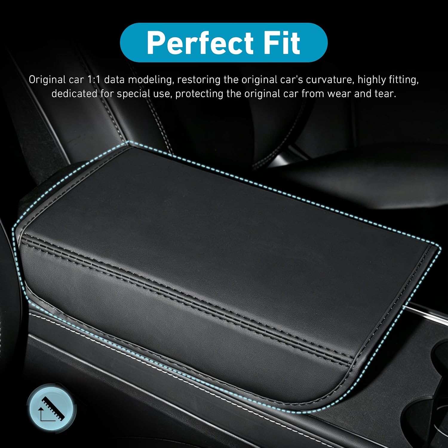 Center Console Armrest Cover for Tesla Model Y Juniper (2025-2026) & Model 3 (2024-2026), Soft Non-Slip Leather Car Arm Rest Cover Protector, Tesla Model Y/3 Interior Accessories (Black)