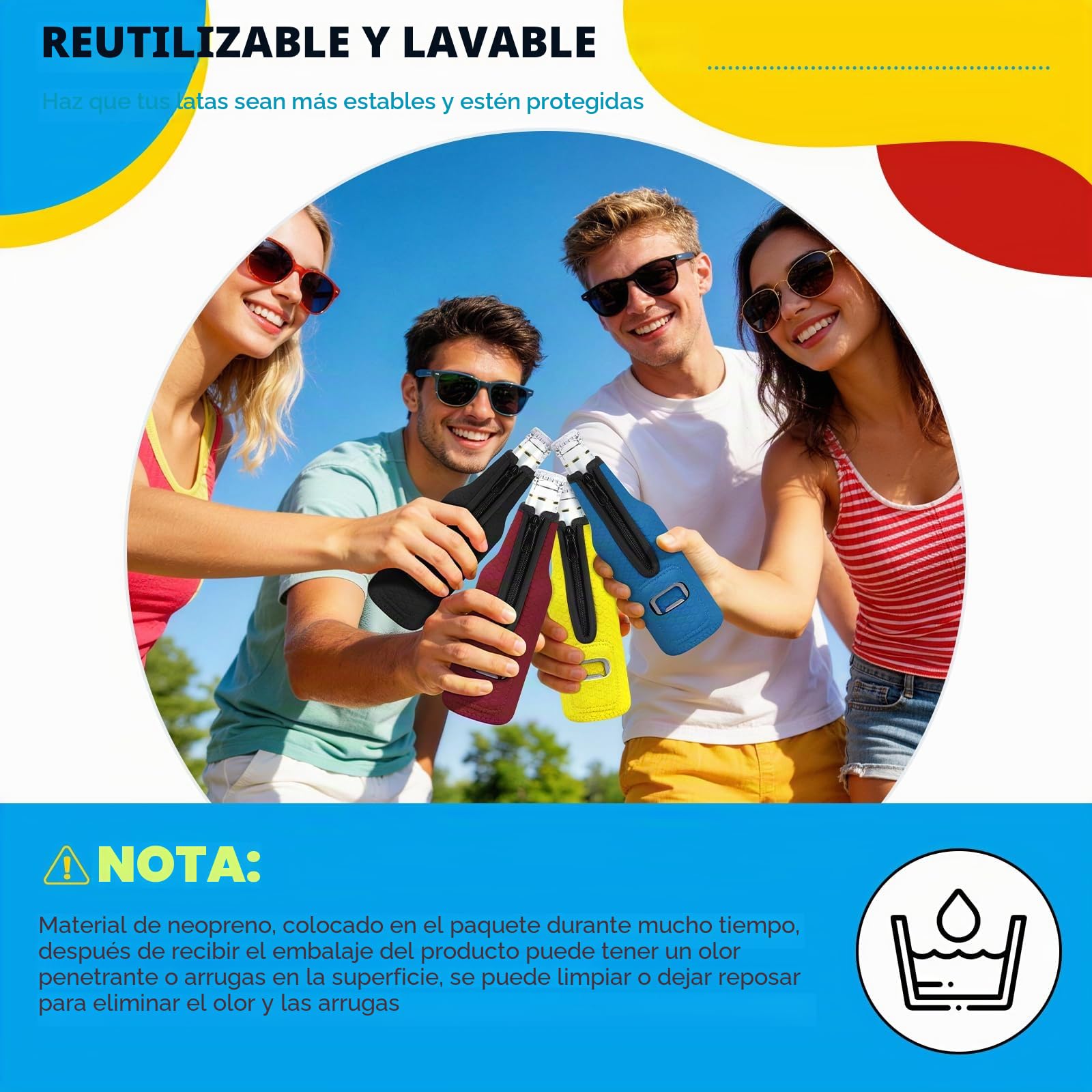 4 Piezas 12oz Beer Can Cooler Sleeve Funda para Latas de Cerveza Isotermica Antideslizante Soporte Neopreno Manga Aislante para Bebidas Manga Refrigerante Latas con Abrebotellas Regalo