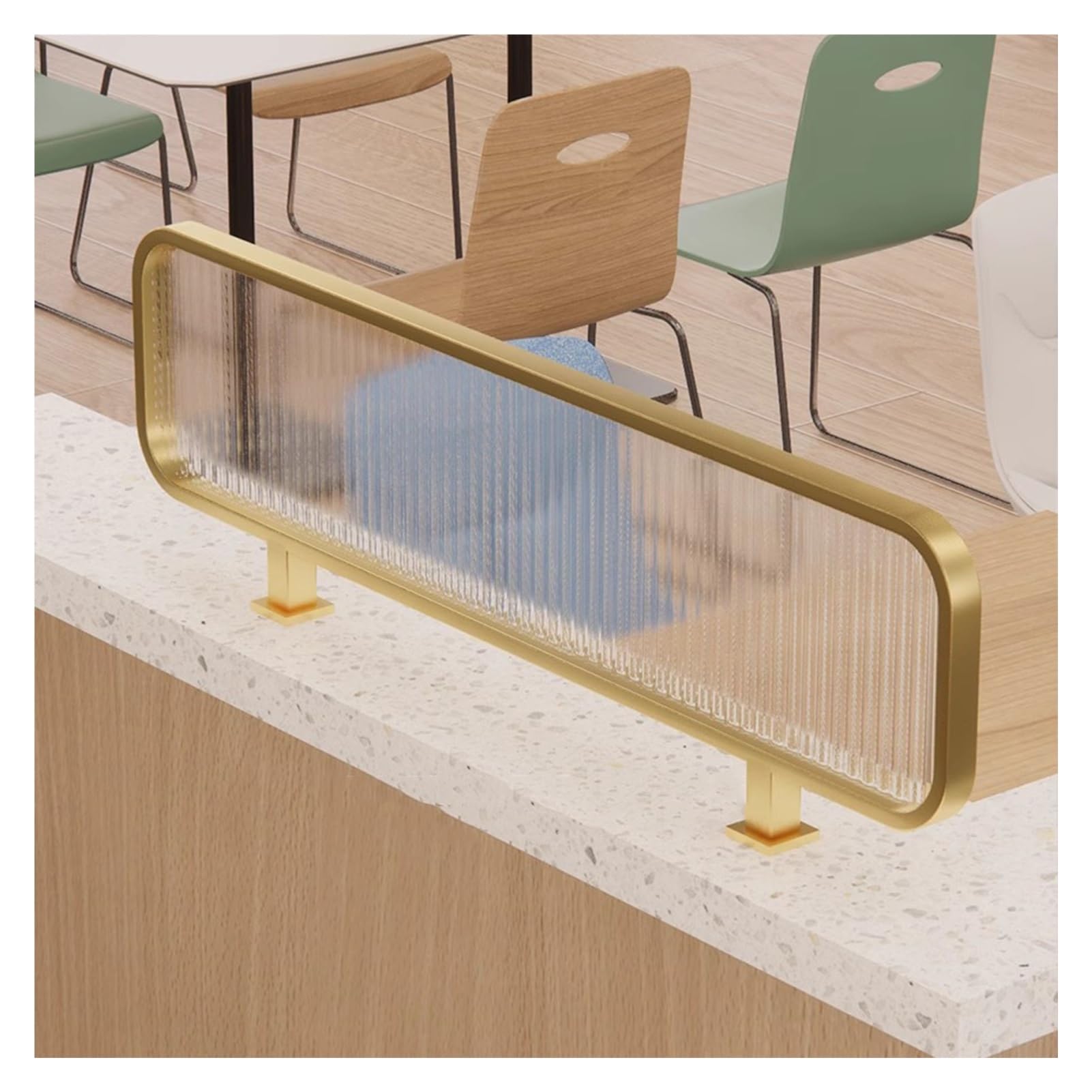 Ghfxscv Gold Dividers For Dining Areas, Striped Matte Glass Restaurant Decorative Partitions, Raised Hot Pot Aisle Countertop Desk Divider, 30/50Cm Low Fence (Color : Size : 50X60cm)