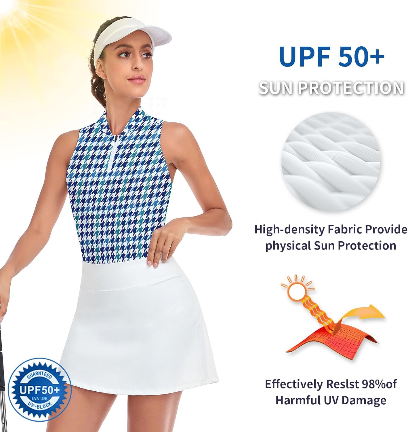 Soneven Women's Sleeveless Golf Shirts Printed Moisture Wicking V Neck Golf Polo Shirts Racerback Golf Tank Tops - Image 4