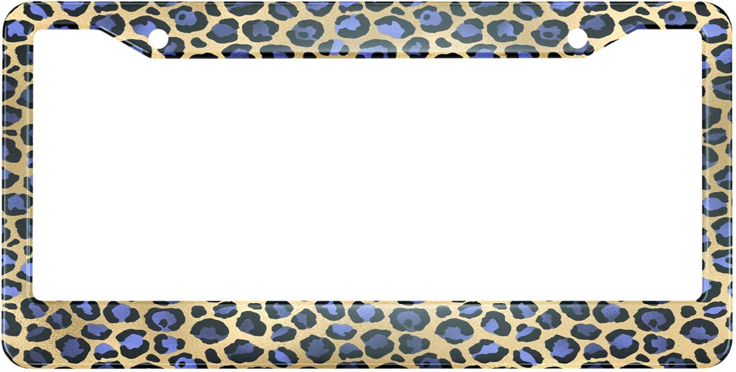 HOSNYE Watercolor Abstract Leopard License Plate Frame Animal Skin Pattern Metal License Plate Cover Front Plates Frames Car Tag Frame for Women Men US Vehicles Standard